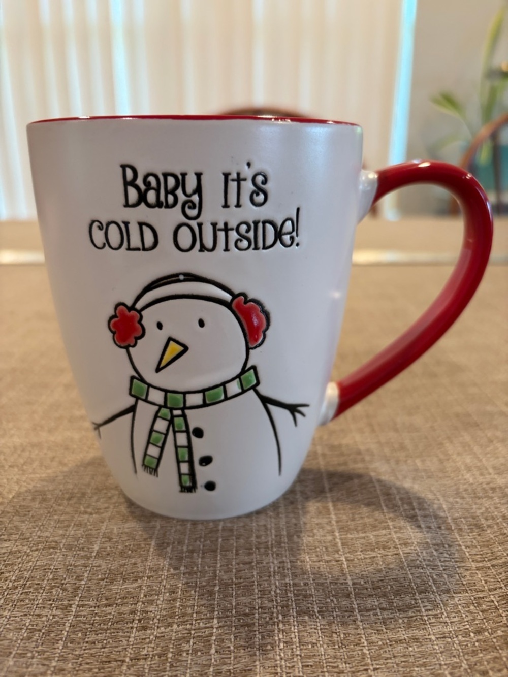 Baby It's Cold Outside White & Red Holiday Snowman Mug